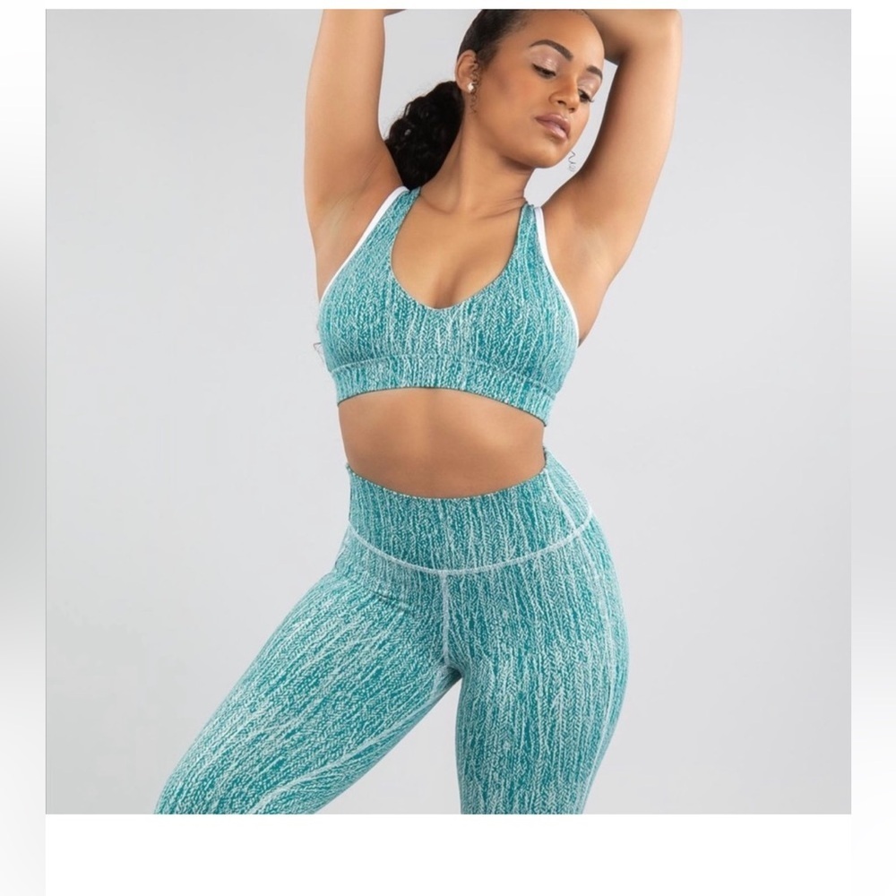 Buffbunny Collection Teal Textured Seamless Legging Set XS Sporty